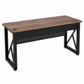 Bureau rectangulaire de bureau 140 x 60 x 75 cm plateau bois effet noyer et structure acier noir avec passe-câble