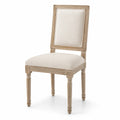 Chaise de salle à manger 95 cm x 50 cm x 58 cm bois d’hévéa massif tissu polyester beige dossier rectangulaire