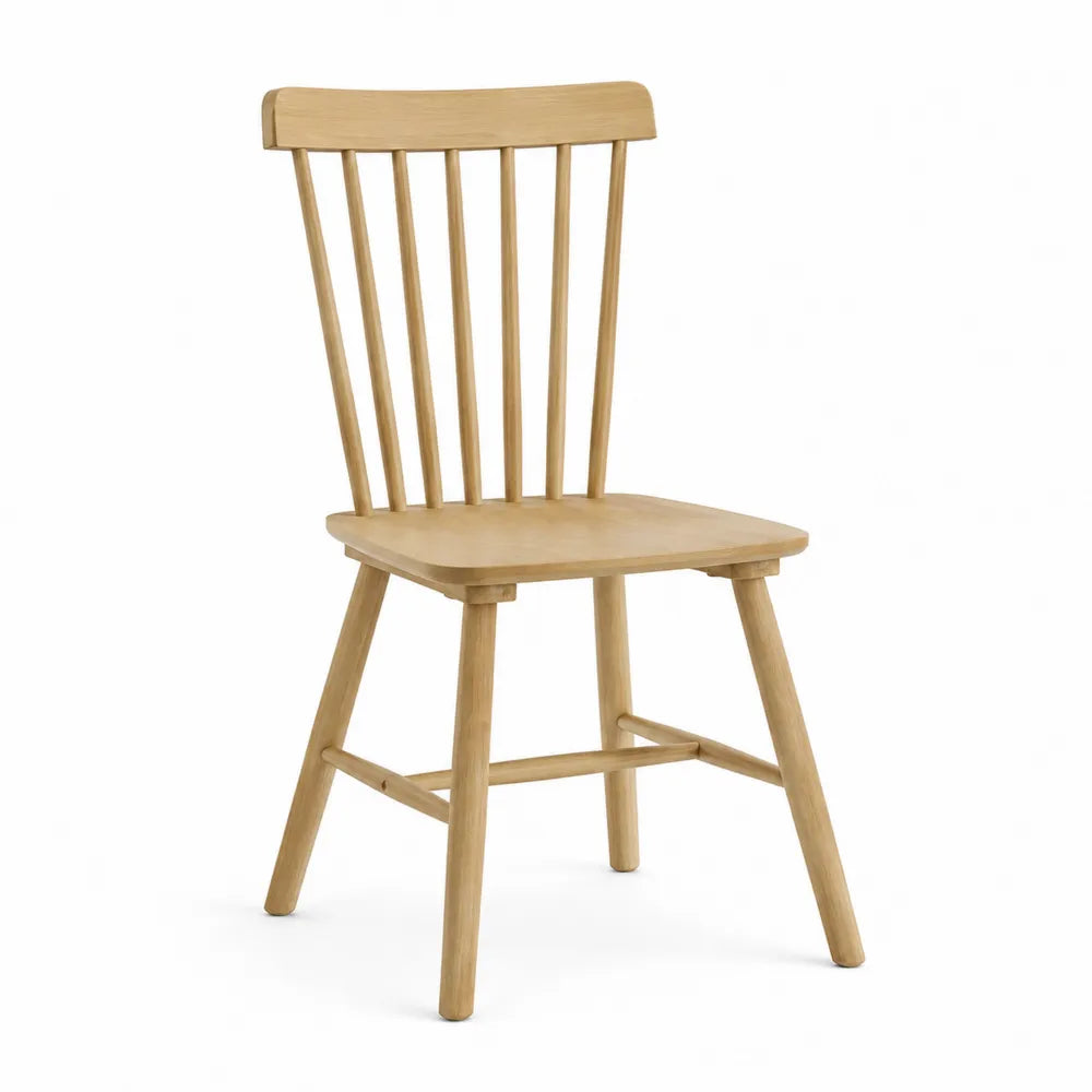 Chaise de salle à manger 48 cm x 52 cm x 88 cm bois d’hévéa massif chêne clair dossier à barreaux