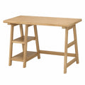 Bureau avec étagères latérales 120 x 60 x 76 cm en pin massif finition naturelle rectangulaire