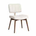 Chaise de salle à manger 82 cm x 50 cm x 56 cm bois d’hévéa massif tissu polyester bouclé écru dossier rectangulaire