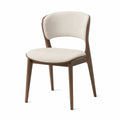 Chaise de salle à manger 54 x 56 x 78 cm en bois d’hévéa finition noyer et tissu bouclé écru