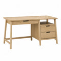 Bureau avec 3 tiroirs et niche 140 x 60 x 76 cm en panneau de particules mélaminé chêne clair rectangulaire