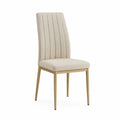 Chaise de salle à manger 45 x 55 x 100 cm en bois d’hévéa naturel et tissu polyester beige dossier capitonné