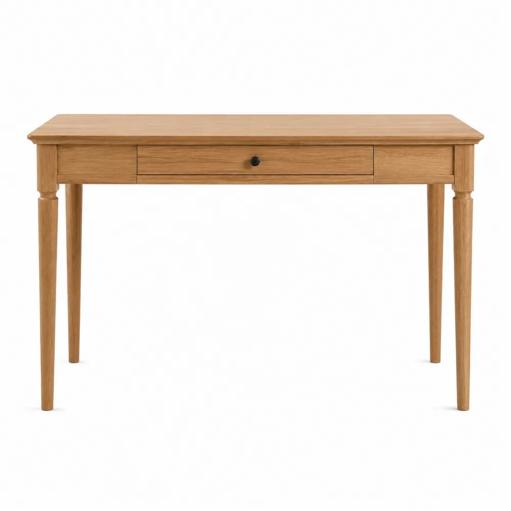 Bureau console 120 x 45 x 76 cm avec tiroir en bois finition chêne clair