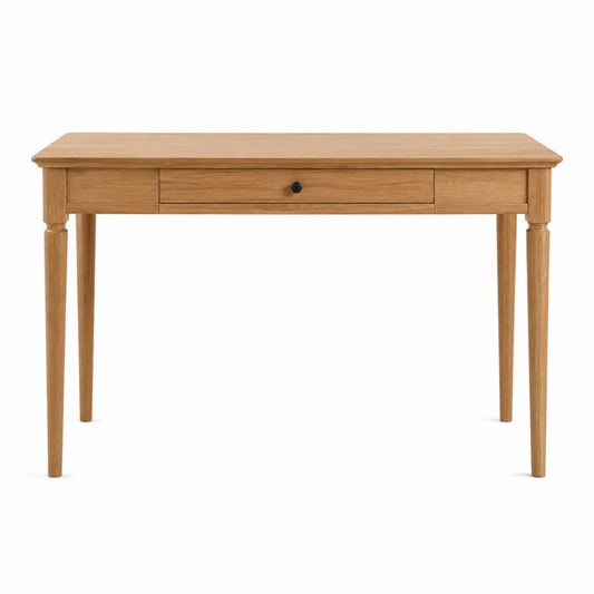 Bureau console 120 x 45 x 76 cm avec tiroir en bois finition chêne clair