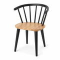 Chaise de salle à manger 52 x 54 x 79 cm assise bois naturel structure métal noir dossier à barreaux